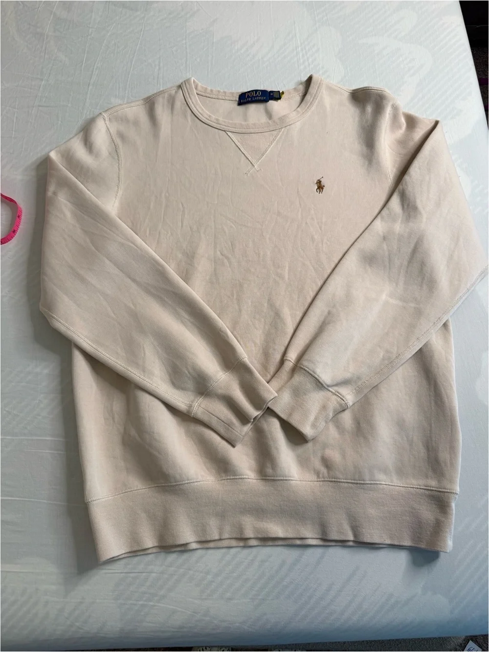 Polo by Ralph Lauren Light Cream Crewneck Sweatshirt with Pony Logo